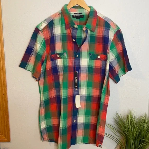 green emerald velvet dress Daniel Cremieux Beige Plaid Performance Short Sleeve Button Up Shirt –  Taelor.Style main image 1
